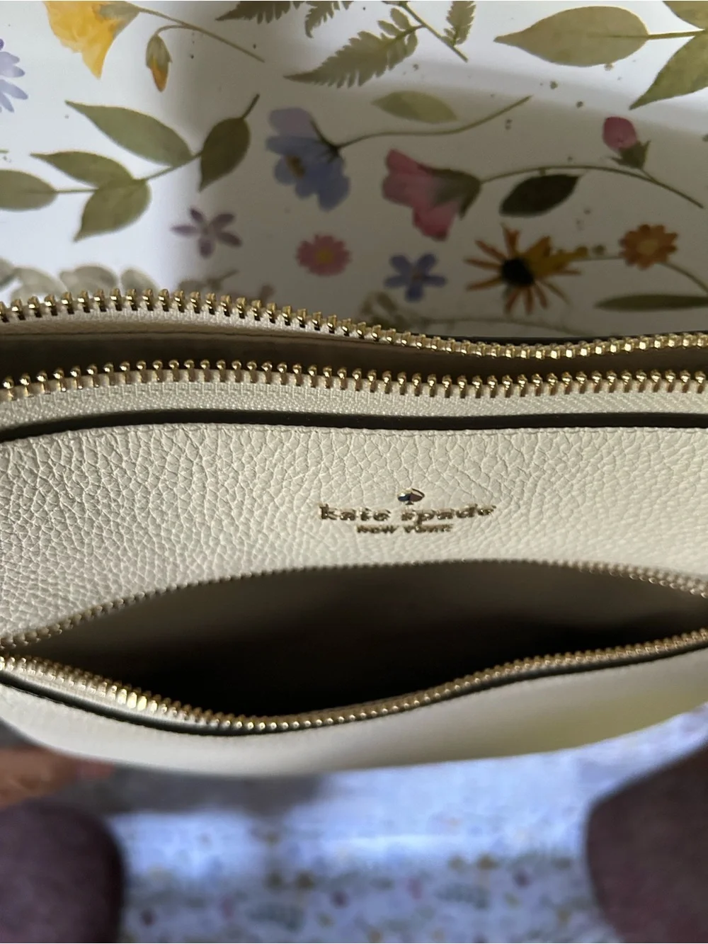 kate spade Cream Pebbled Leather Crossbody with Front Zip